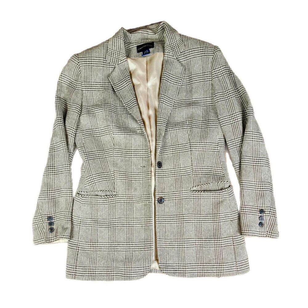 VINTAGE CHARTER CLUB SILK HOUNDSTOOTH BLAZER